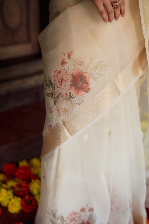 Organza Polka Dotted Saree