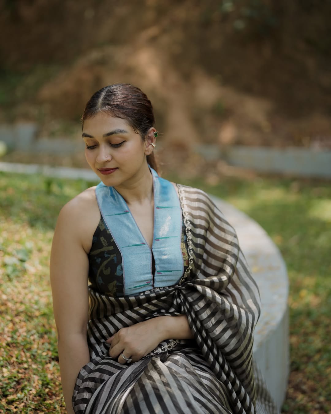 Black &amp; White Striped Organza