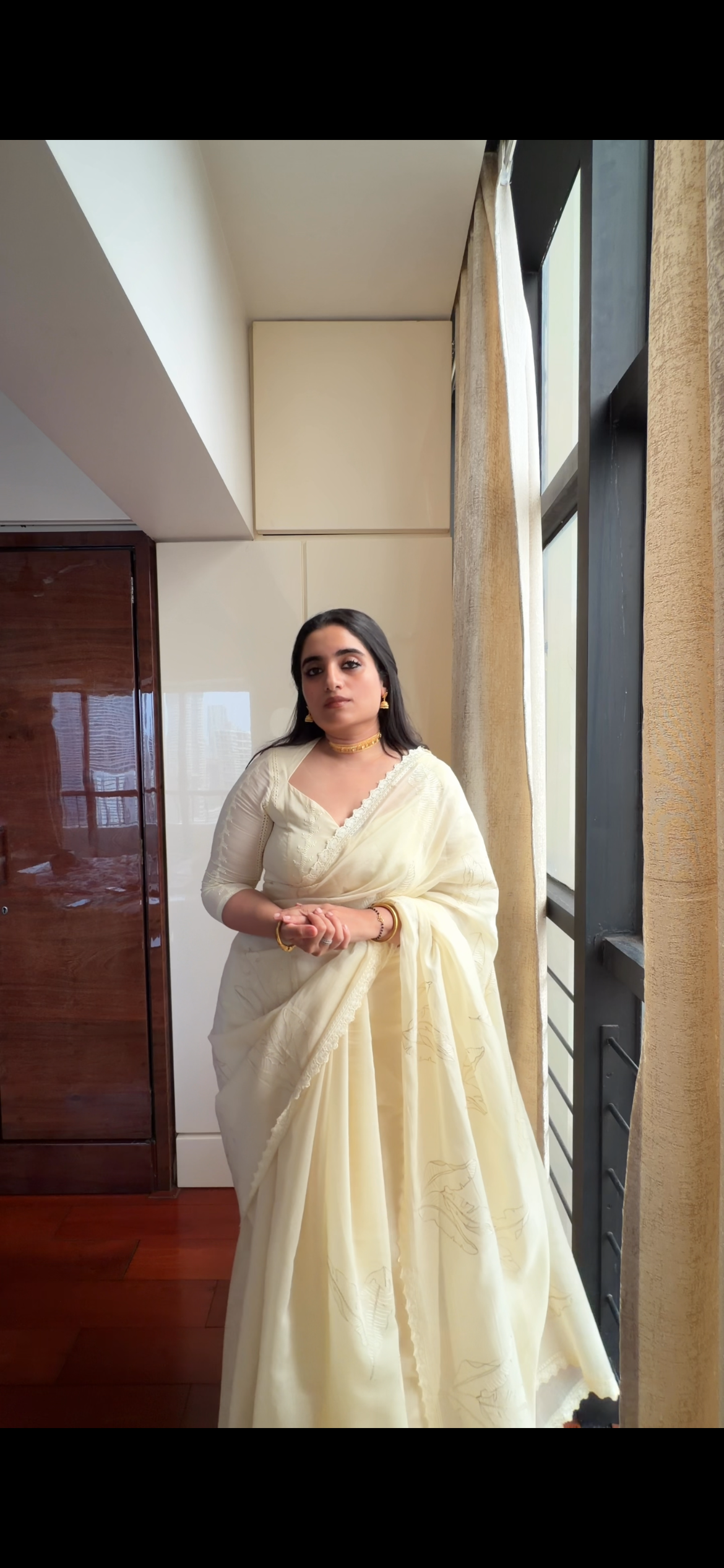 Pure mul chanderi saree with katha work