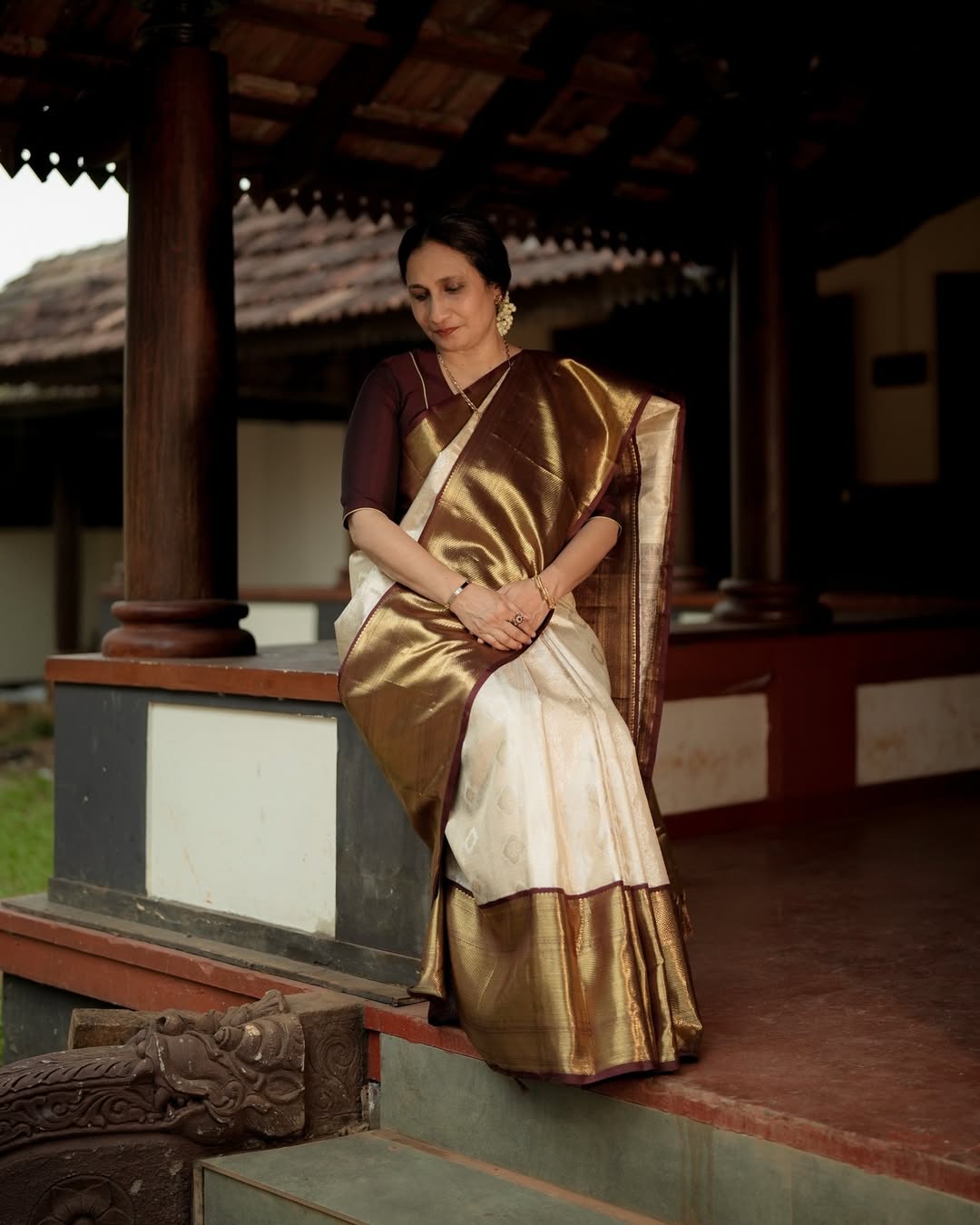 Mocha Contrast Saree