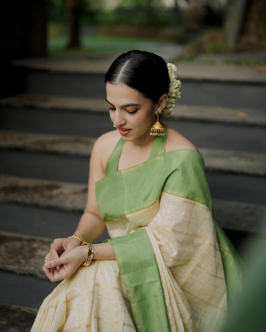 Linen Kanchipuram with Korvai Silk Border