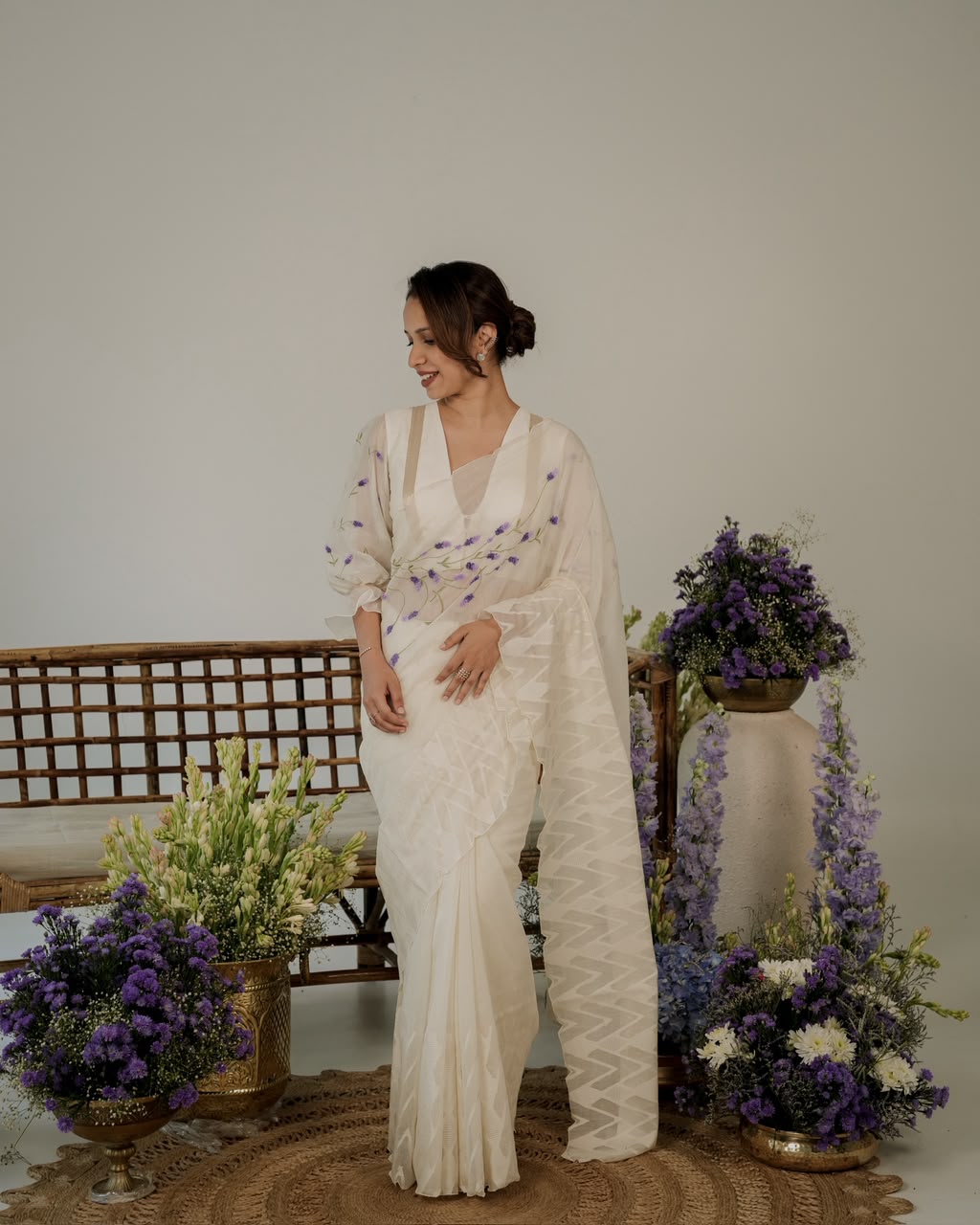 Pure Organza Saree With Lavenders