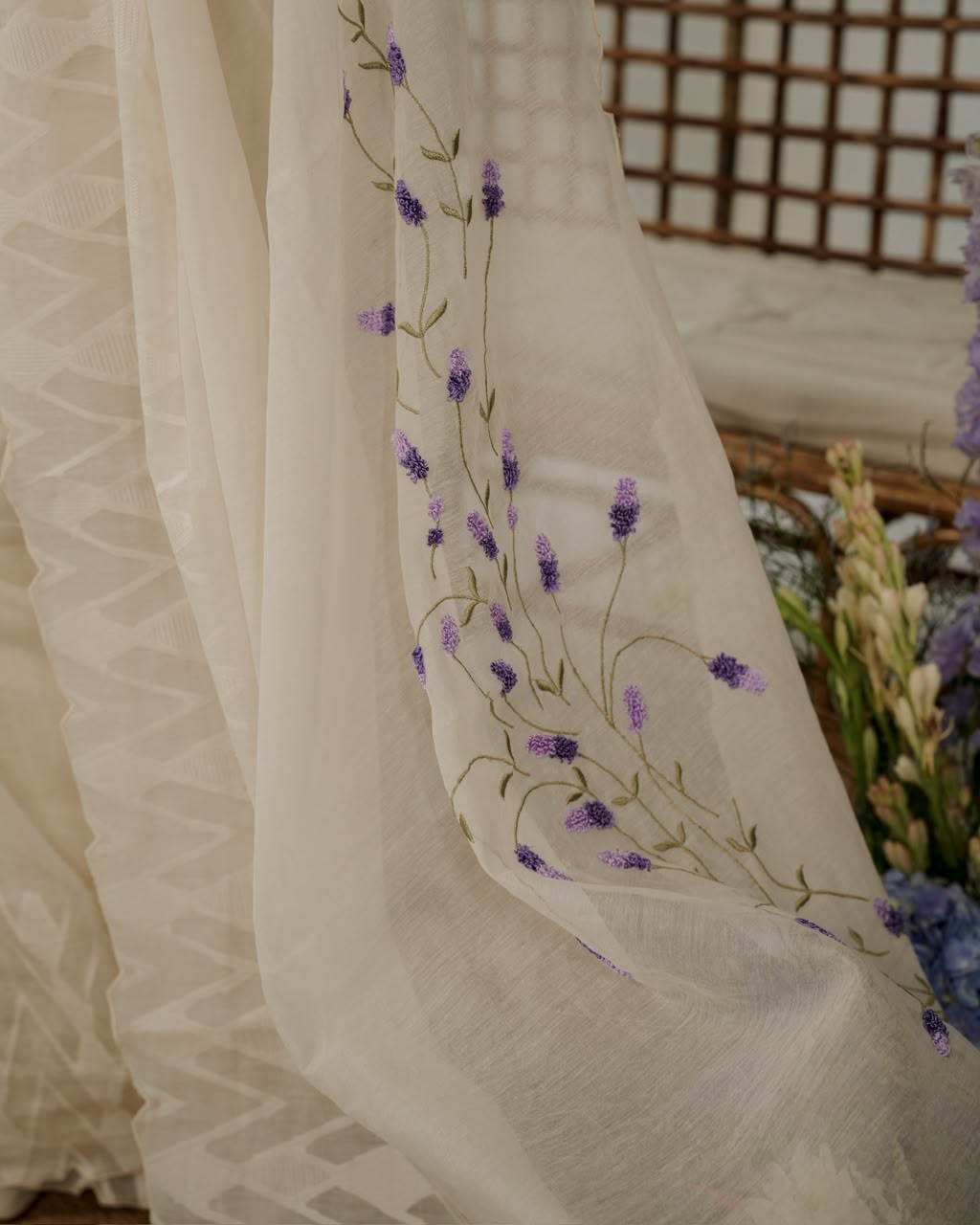 Pure Organza Saree With Lavenders