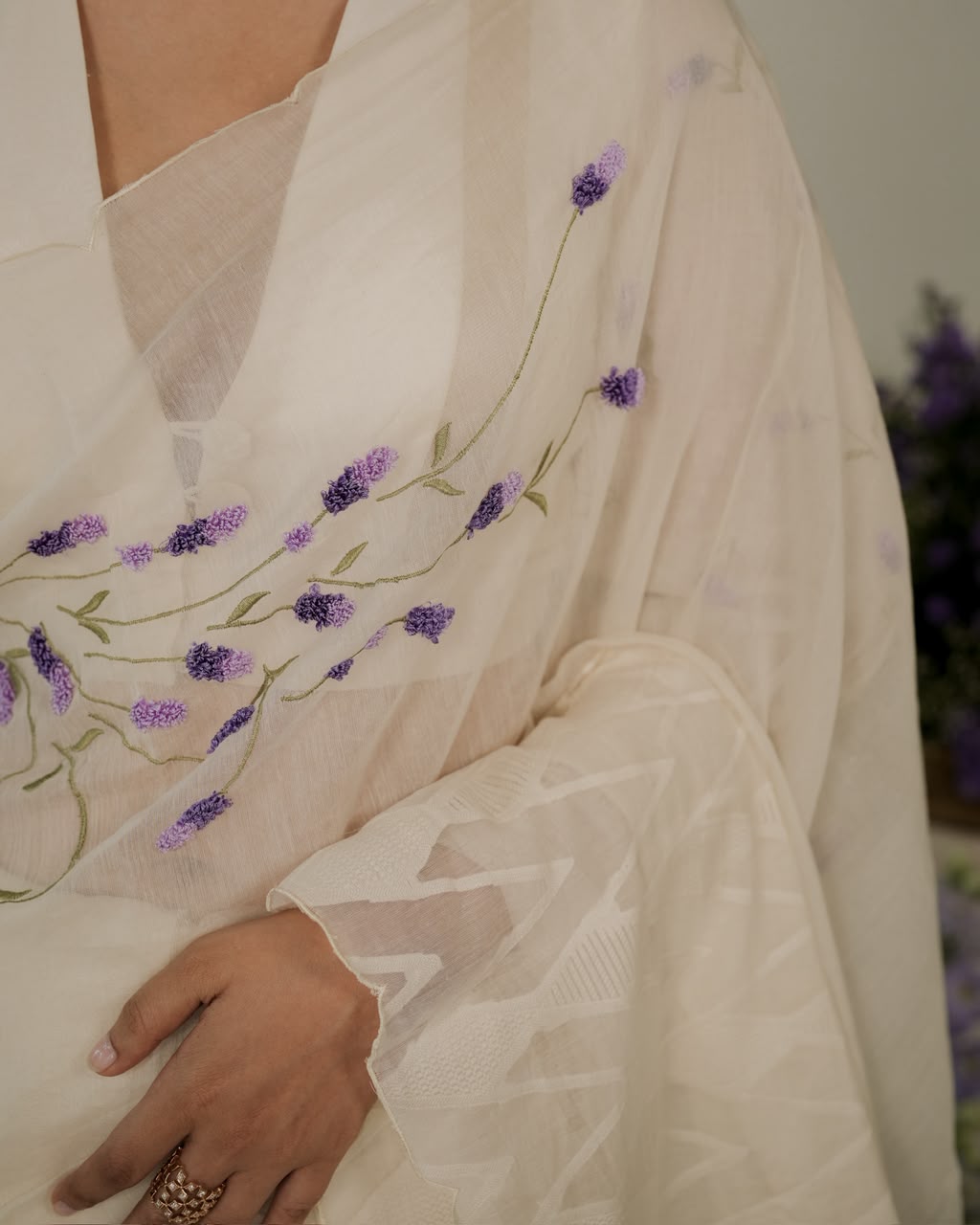 Pure Organza Saree With Lavenders