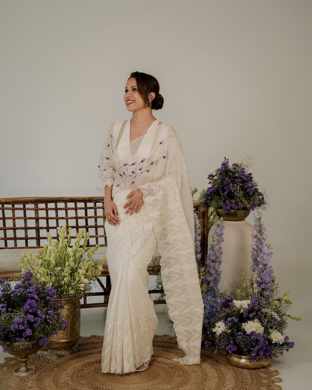 Pure Organza Saree With Lavenders