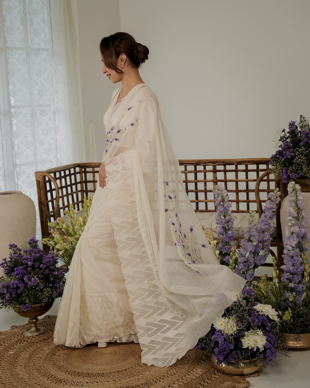 Pure Organza Saree With Lavenders