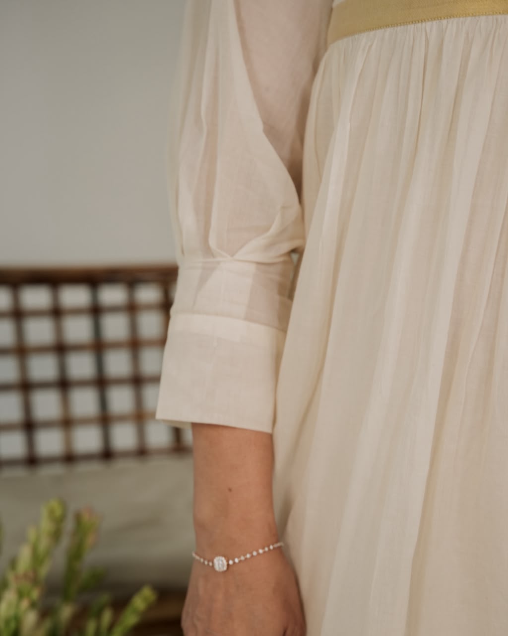 Pure Kerala Weave Scalloped Dress With Lavender