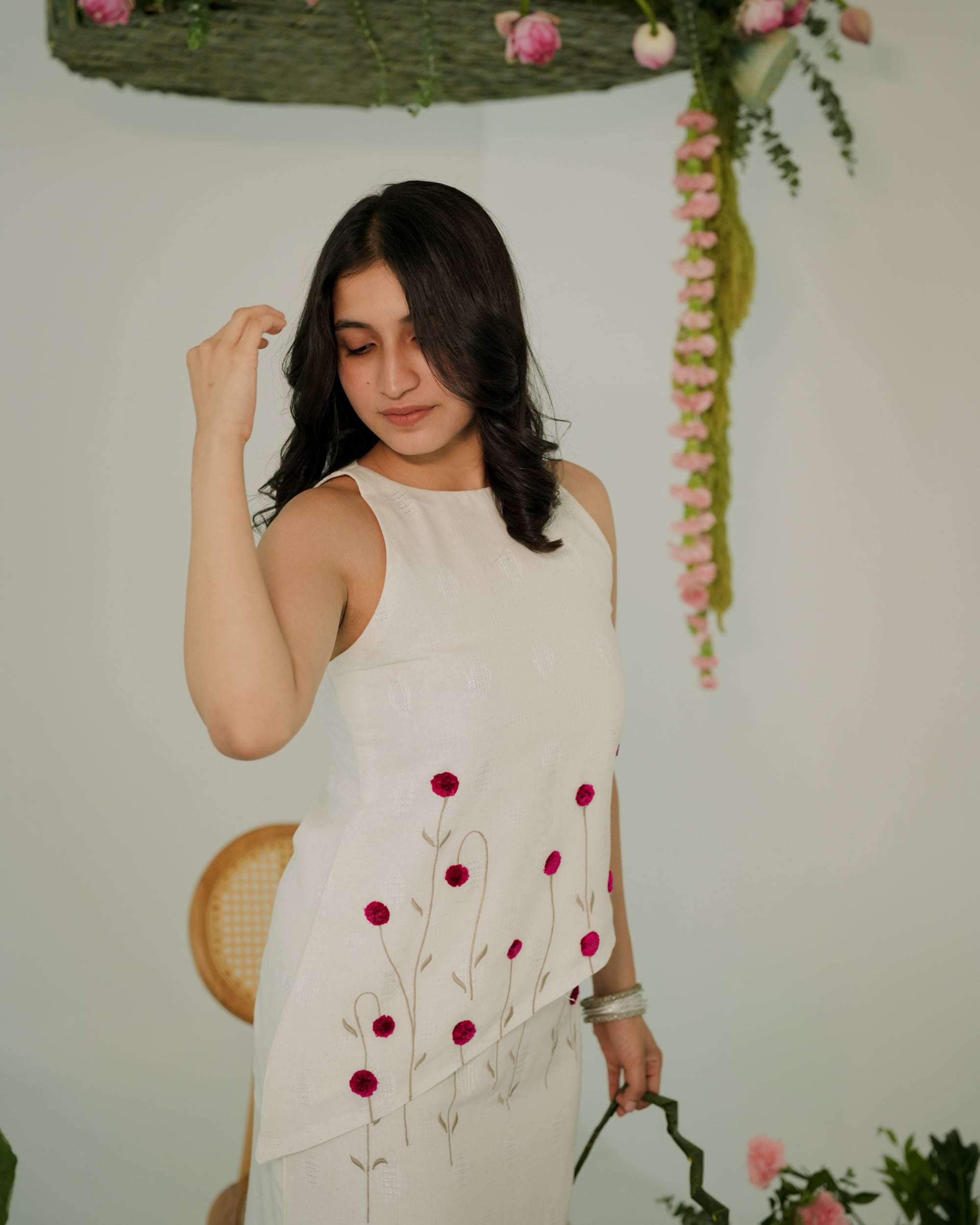 Handloom Asymmetrical Skirt COORD Set With Vadamalli Flower