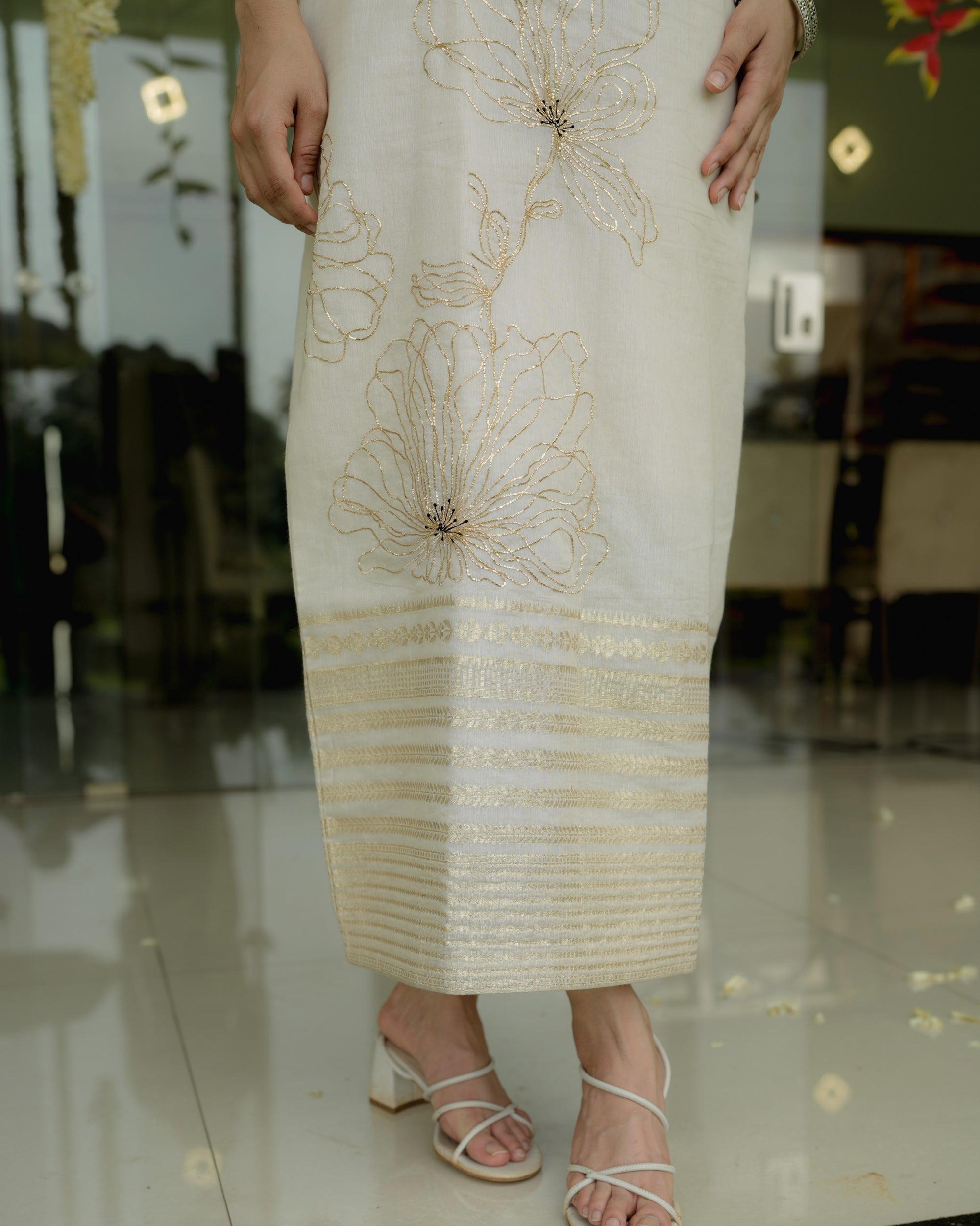 Pure Banarasi dress with Pita work embroidery