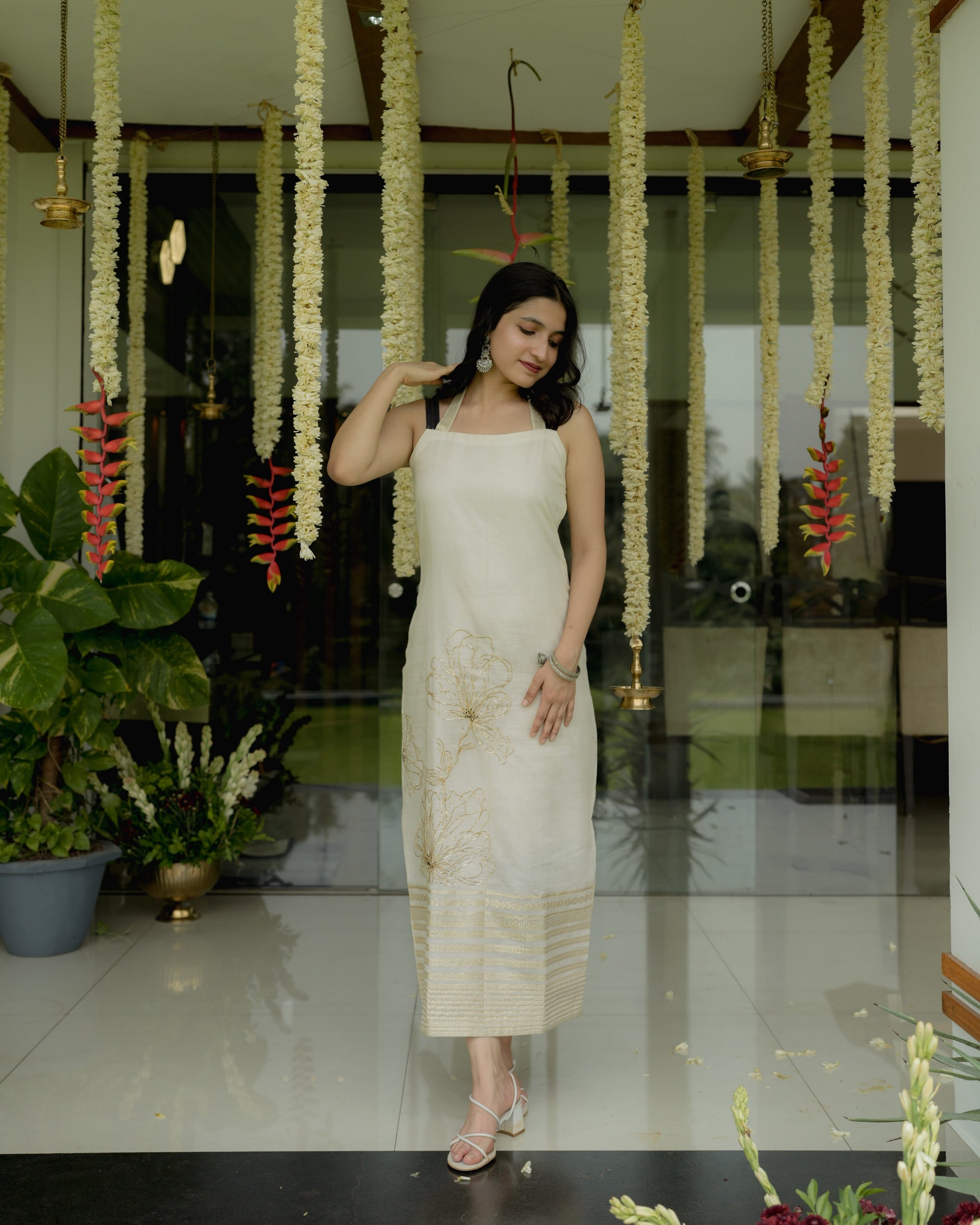 Pure Banarasi dress with Pita work embroidery
