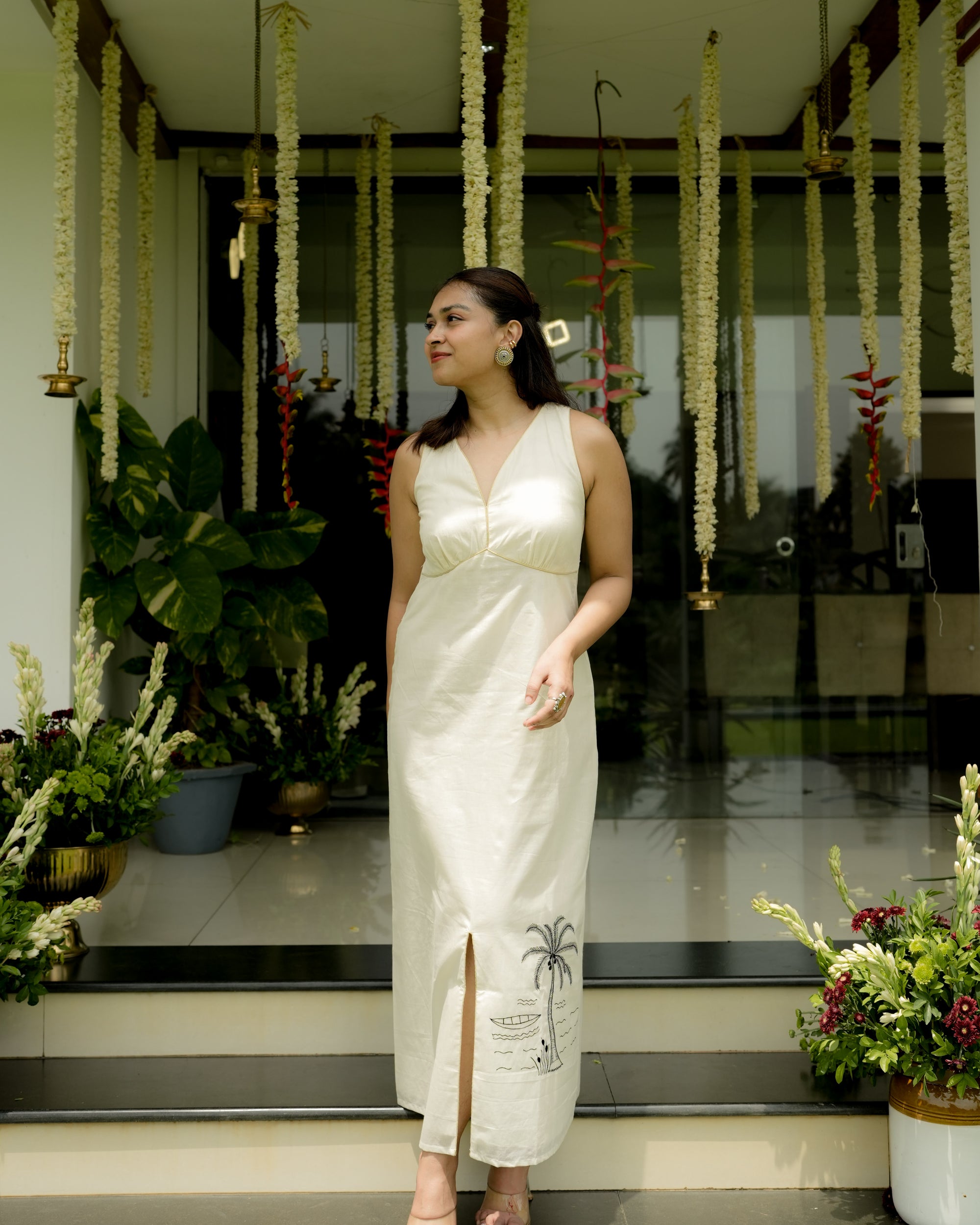 Straight Cut Dress with Coastal Embroidery