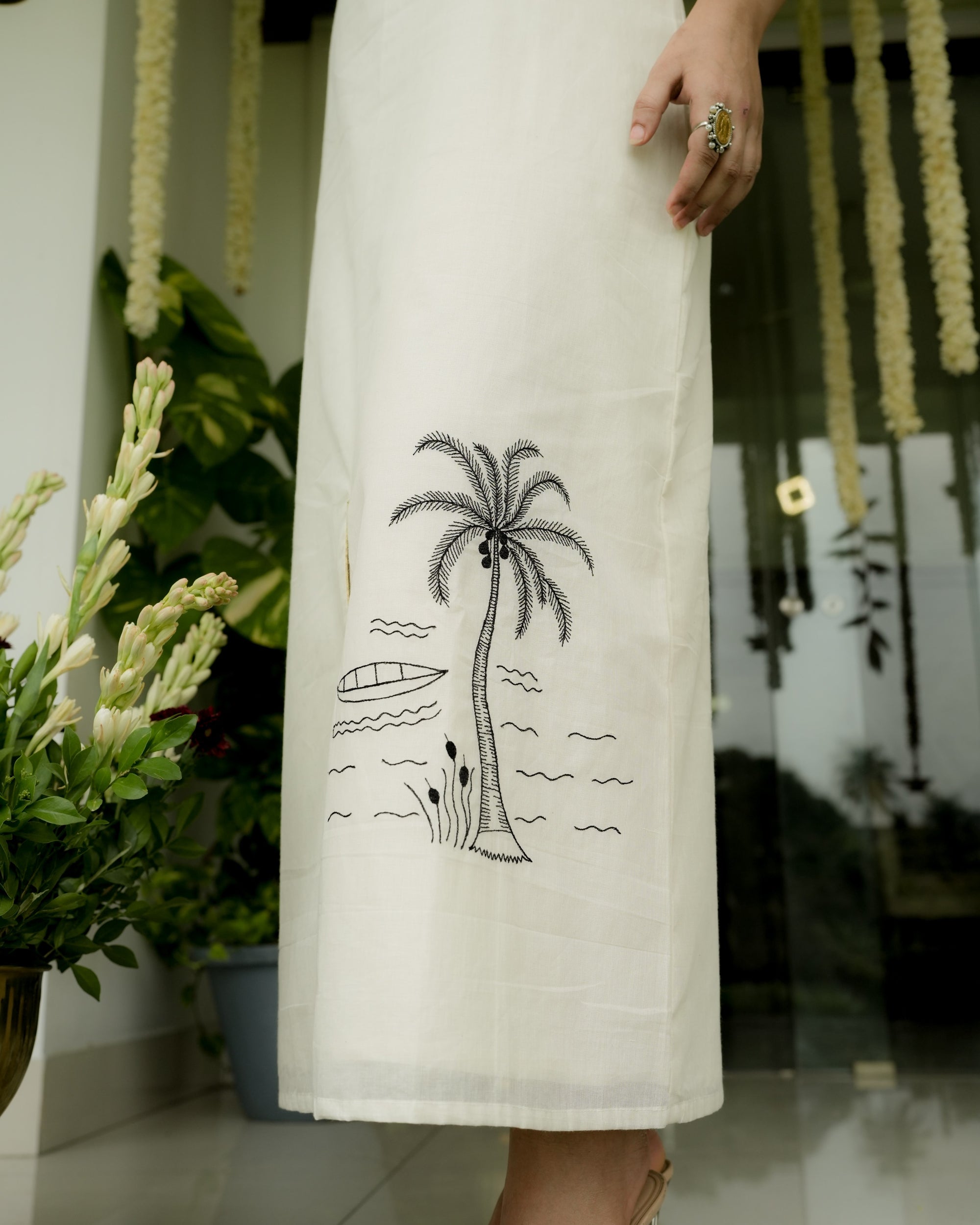 Straight Cut Dress with Coastal Embroidery