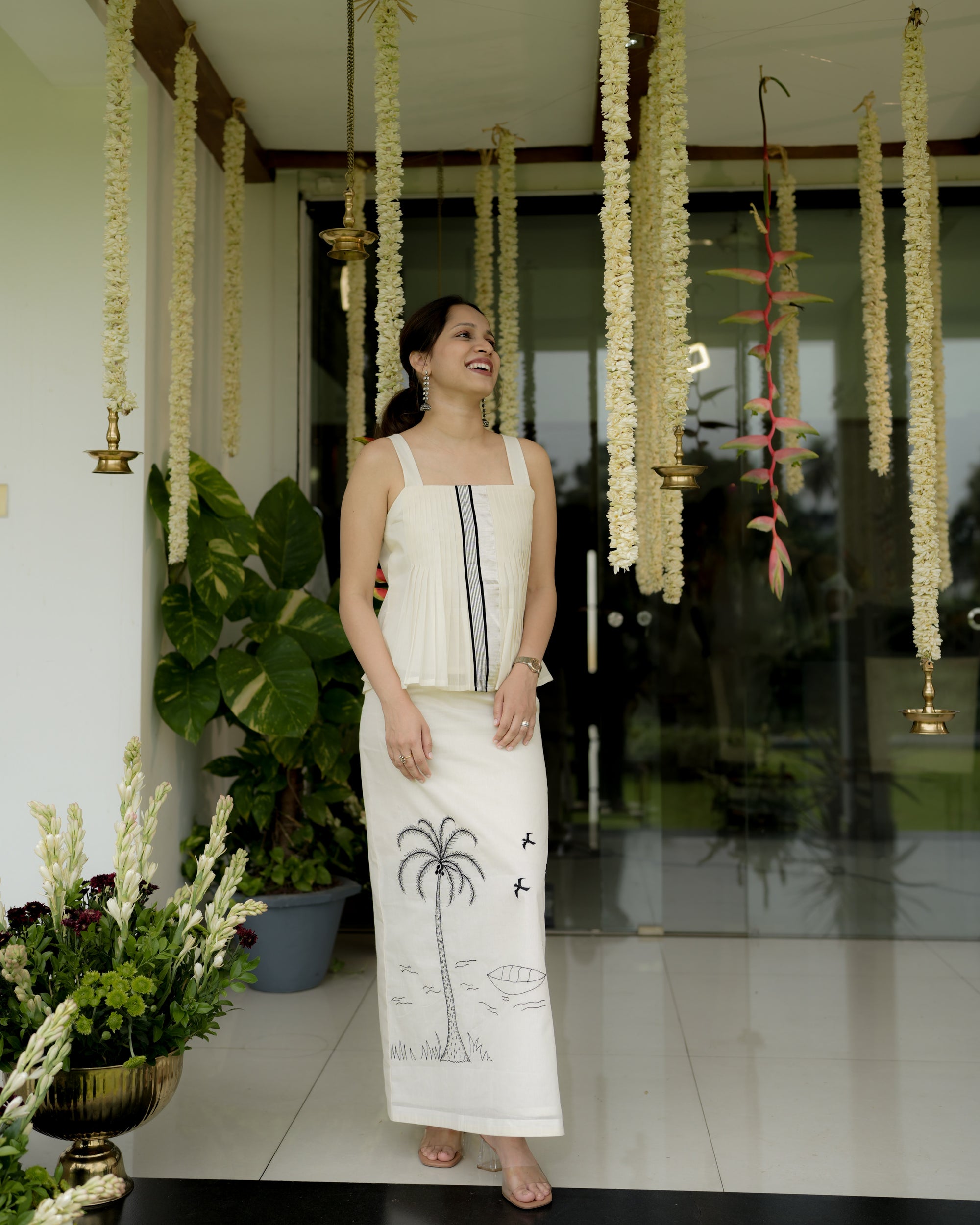 Handloom Skirt Coord Set with Embroidery Detailing