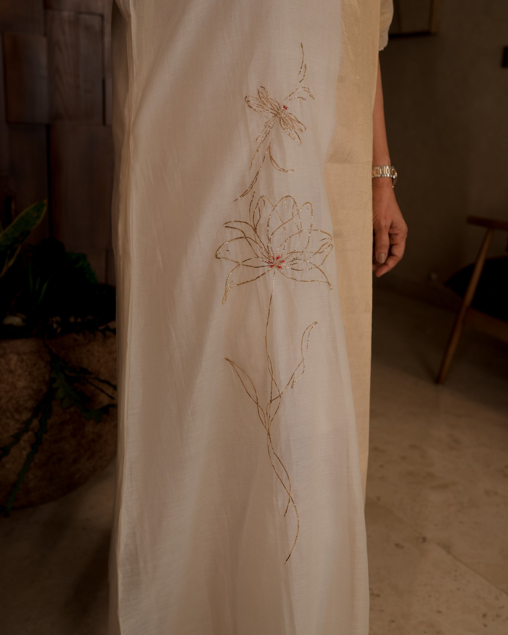Pure Banarasi Tissue Dress With Pita Work 6A