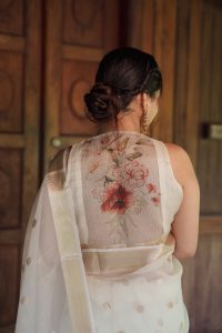 Organza Polka Dotted Saree - Image 7