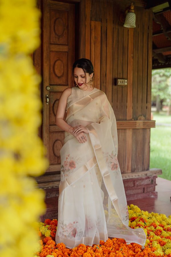 Organza Polka Dotted Saree